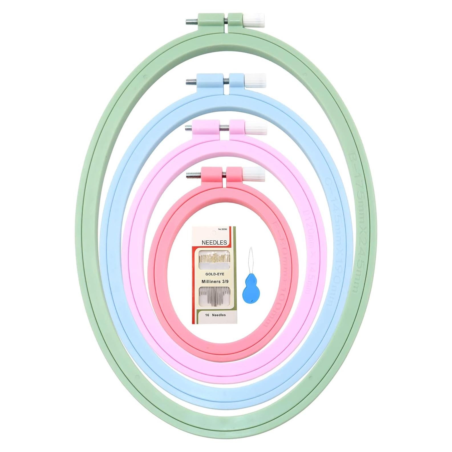 Juego de Aros de Bordado ZOCONE 4 Pcs Ovalados 24.5 cm a 9.9 cm