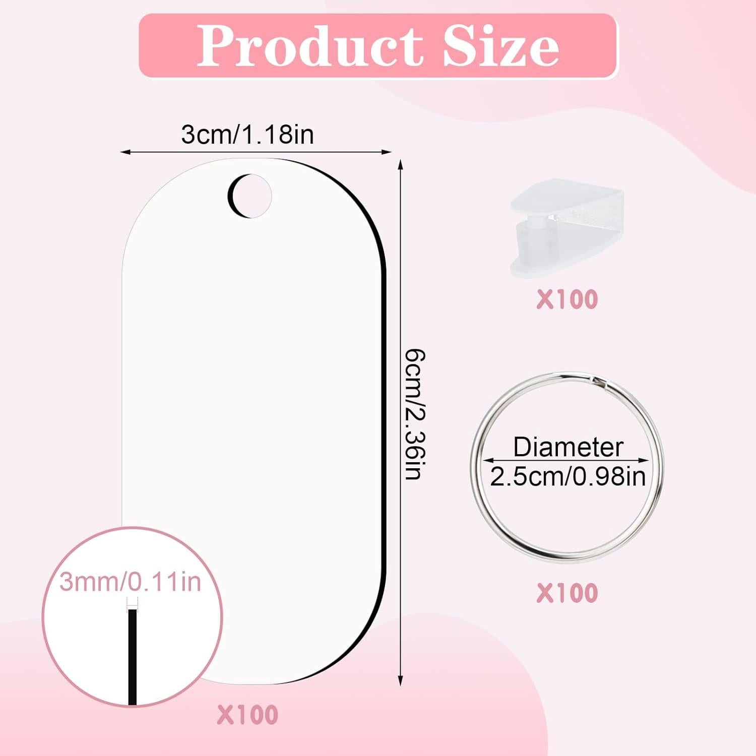 300 Llantas de Sublimación Ovaladas Guiqulai para Llaveros