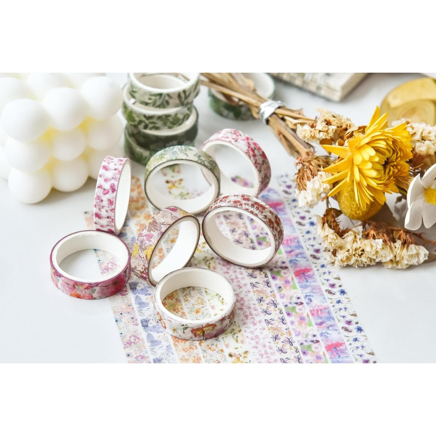 Conjunto de Cinta Washi YUBX Flores 30 Rollos 10mm x 2m