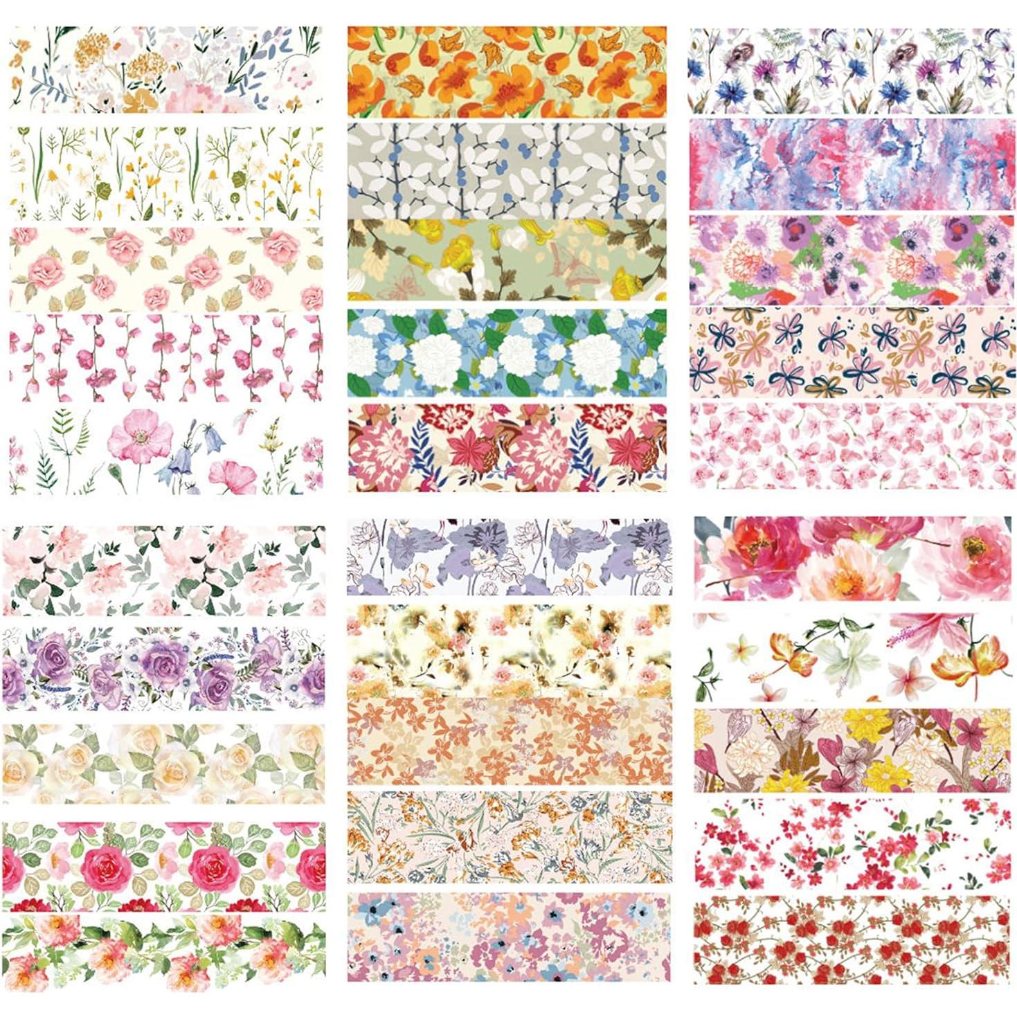 Conjunto de Cinta Washi YUBX Flores 30 Rollos 10mm x 2m