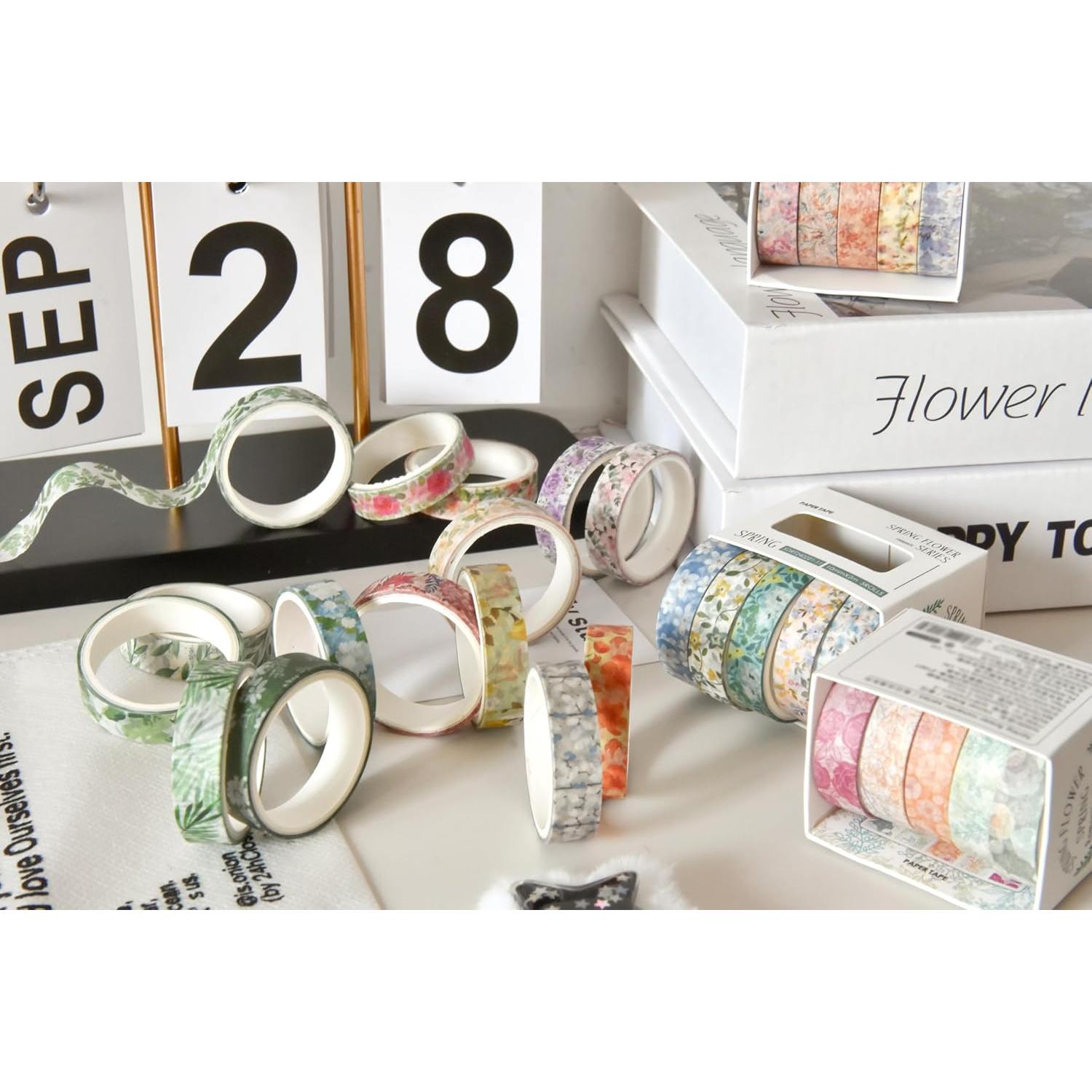 Conjunto de Cinta Washi YUBX Flores 30 Rollos 10mm x 2m