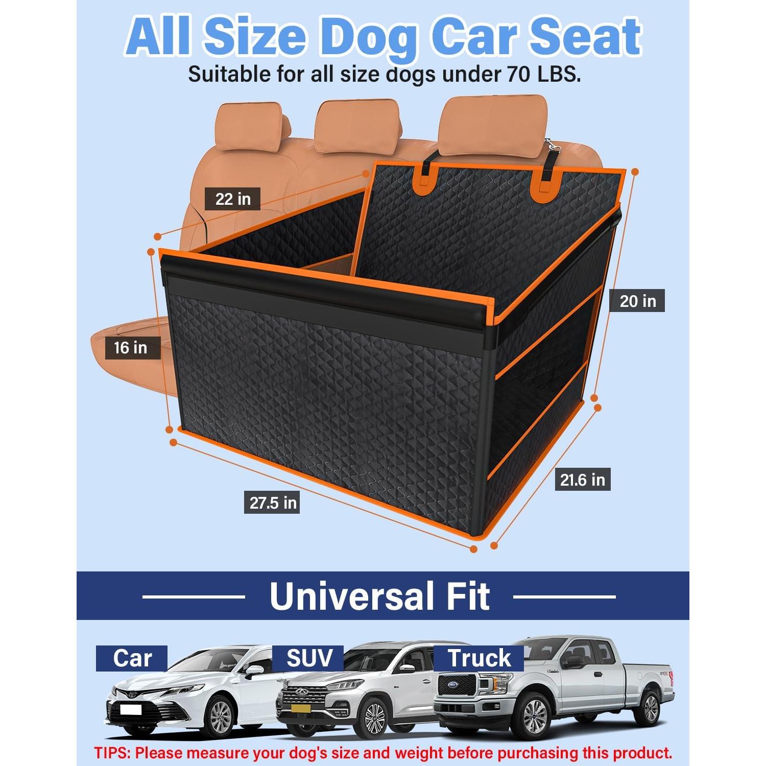 Asiento de Coche para Perros Grandes Instraella Negro 69.85x54.86cm