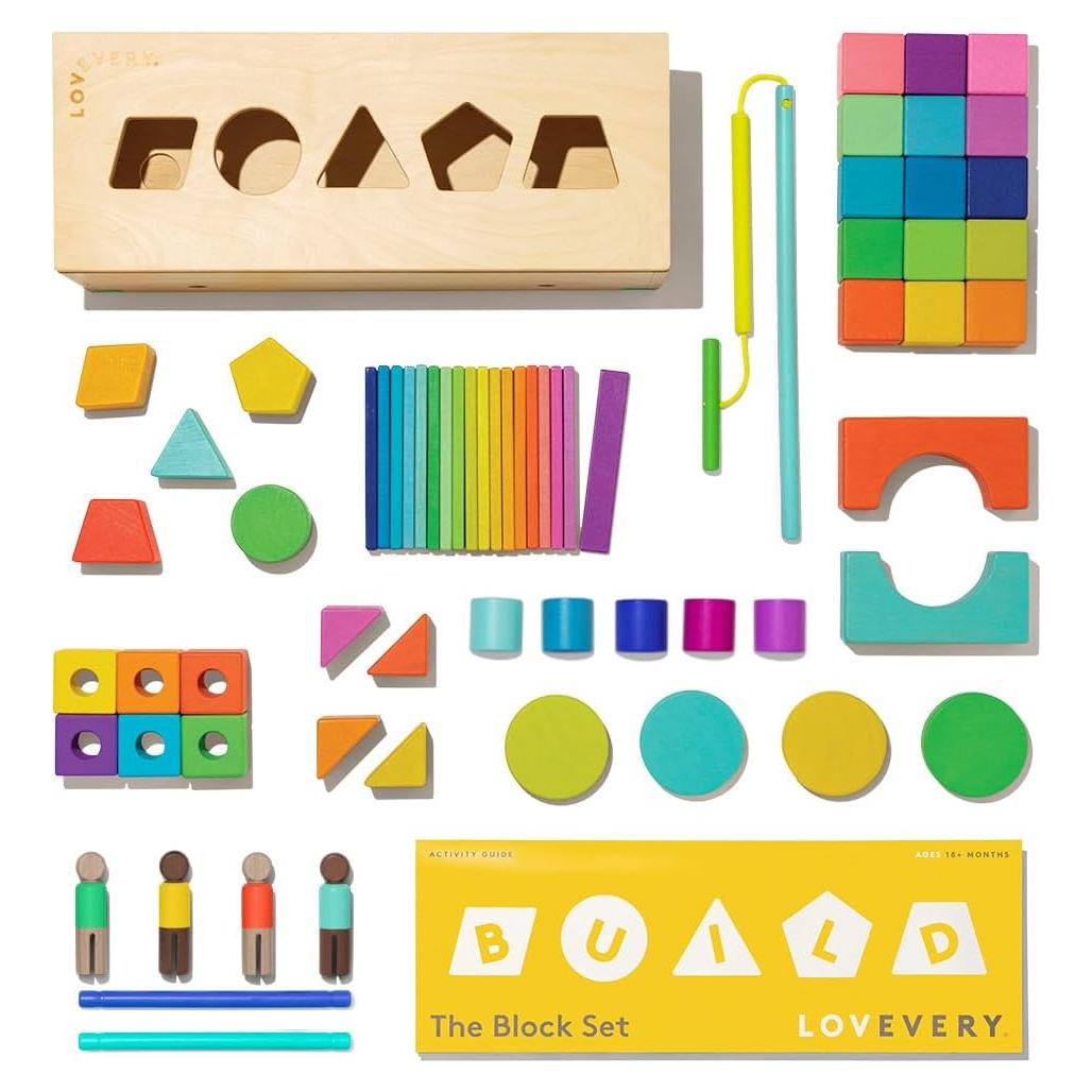Conjunto de Bloques de Madera Lovevery - 70 Piezas, 18 Colores