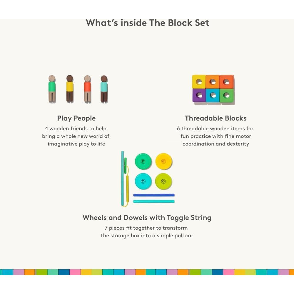 Conjunto de Bloques de Madera Lovevery - 70 Piezas, 18 Colores