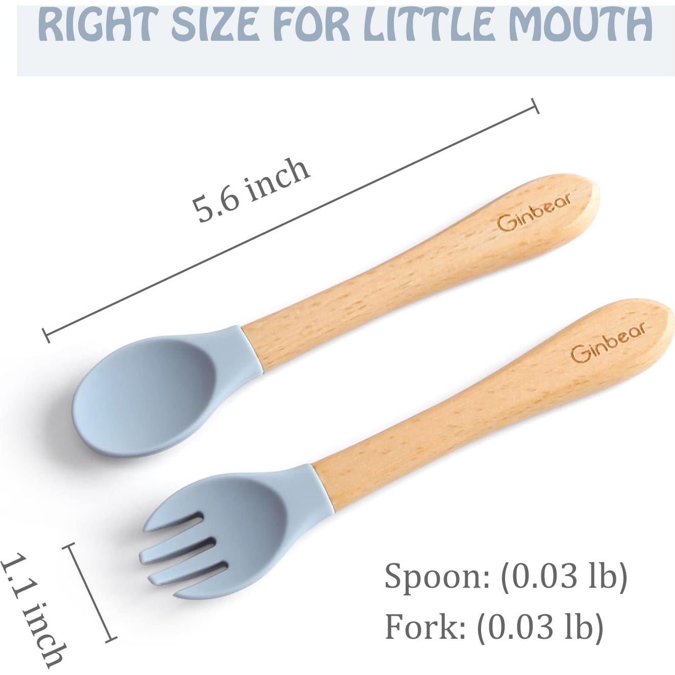 Juego de Cucharas y Tenedores de Silicona Ginbear para Bebés 12-18 meses