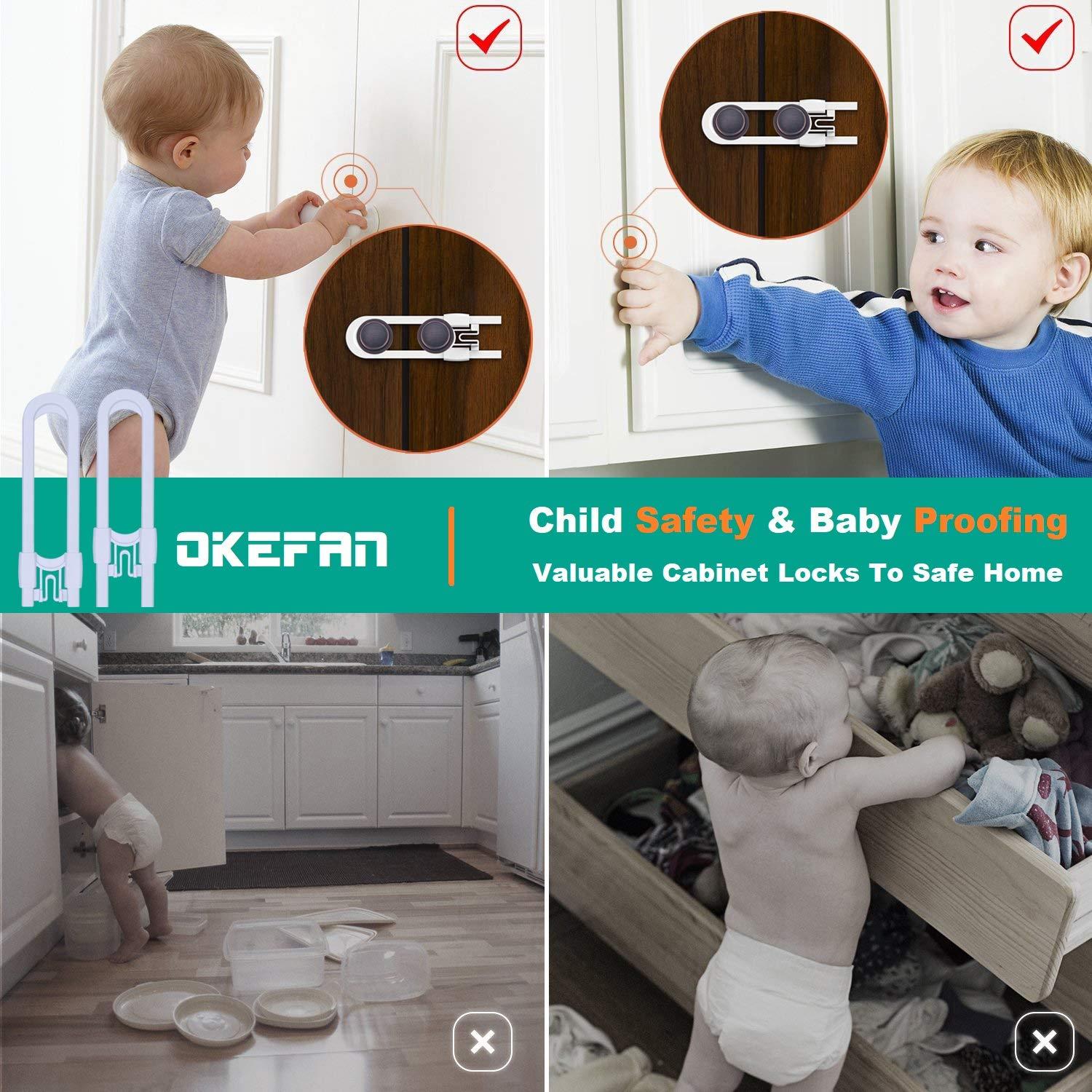 Cerraduras de Seguridad para Gabinetes OKEFAN - 8 Unidades Blancas