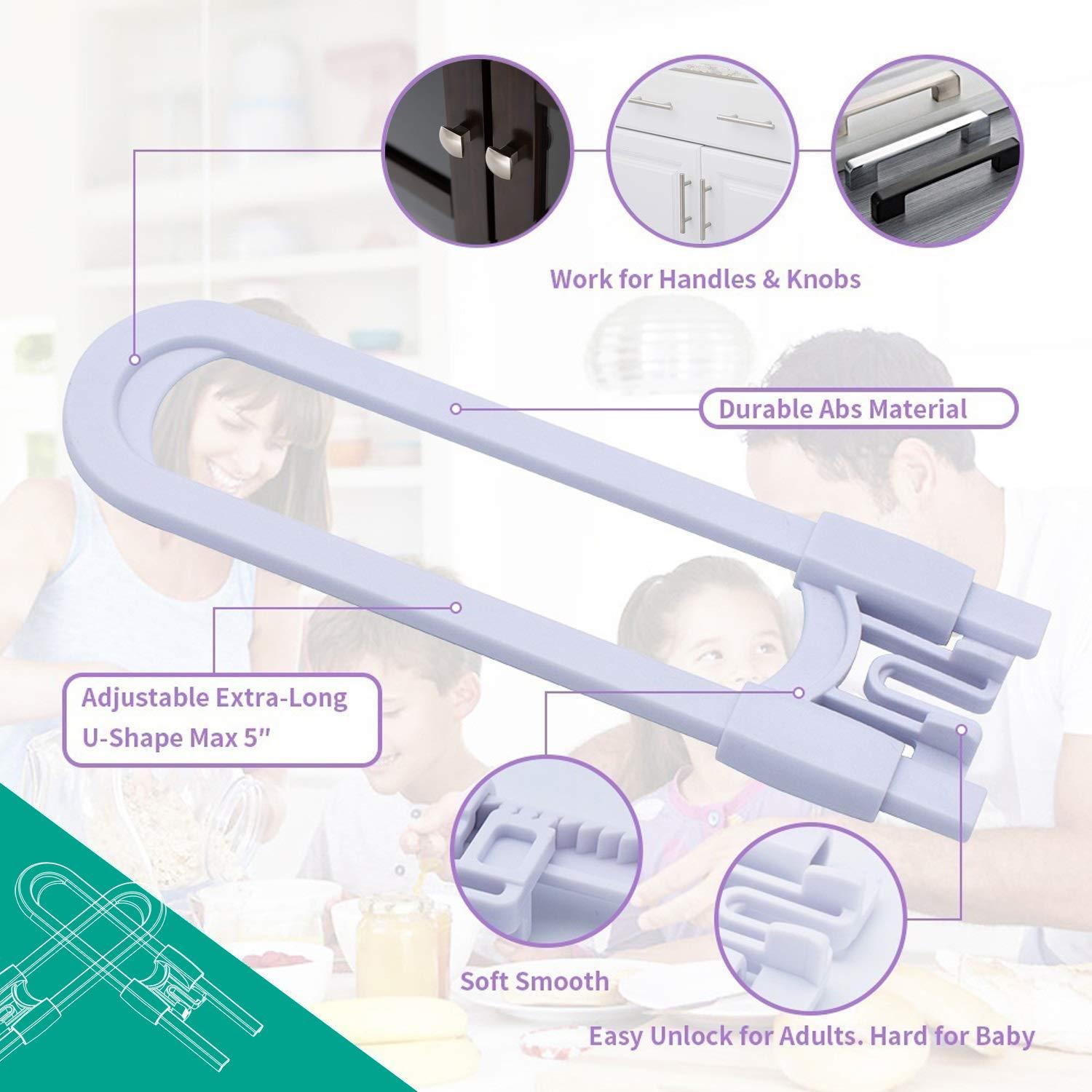 Cerraduras de Seguridad para Gabinetes OKEFAN - 8 Unidades Blancas