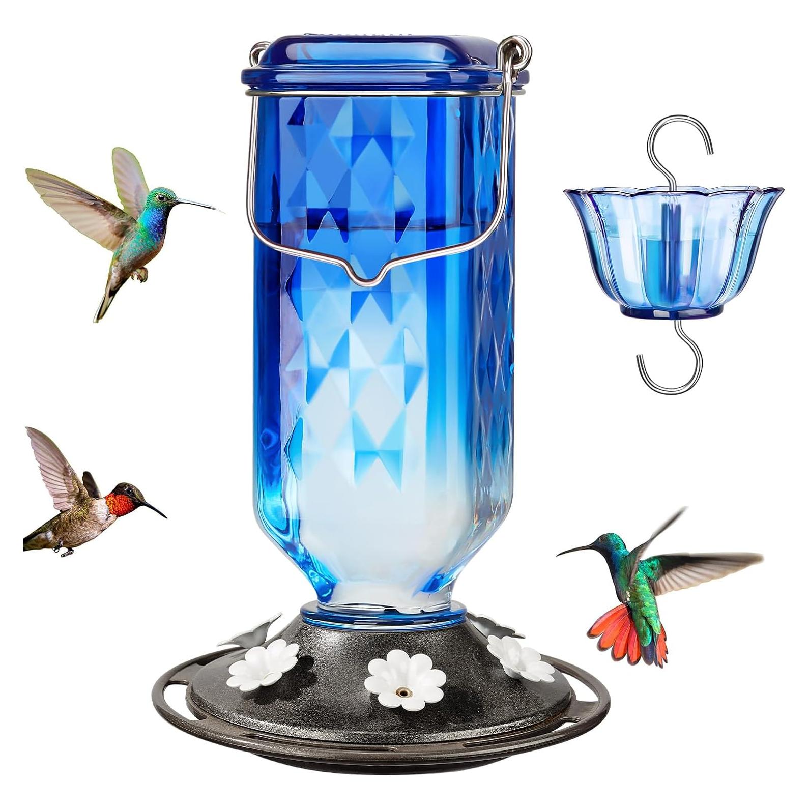 Alimentador de Colibríes de Vidrio Kingsyard 24 oz Azul