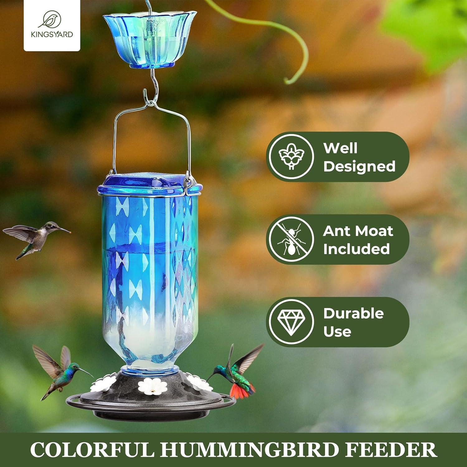 Alimentador de Colibríes de Vidrio Kingsyard 24 oz Azul