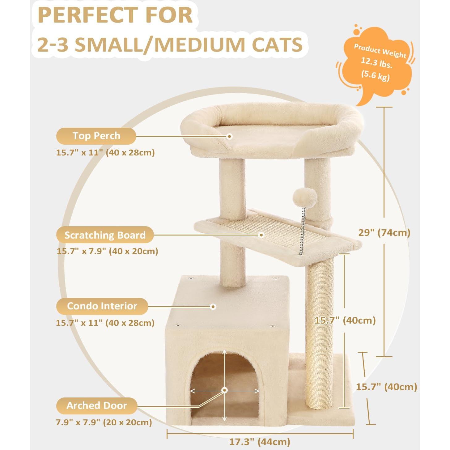 Árbol para Gatos Made4Pets Beige 73.66 cm Torre de Actividad
