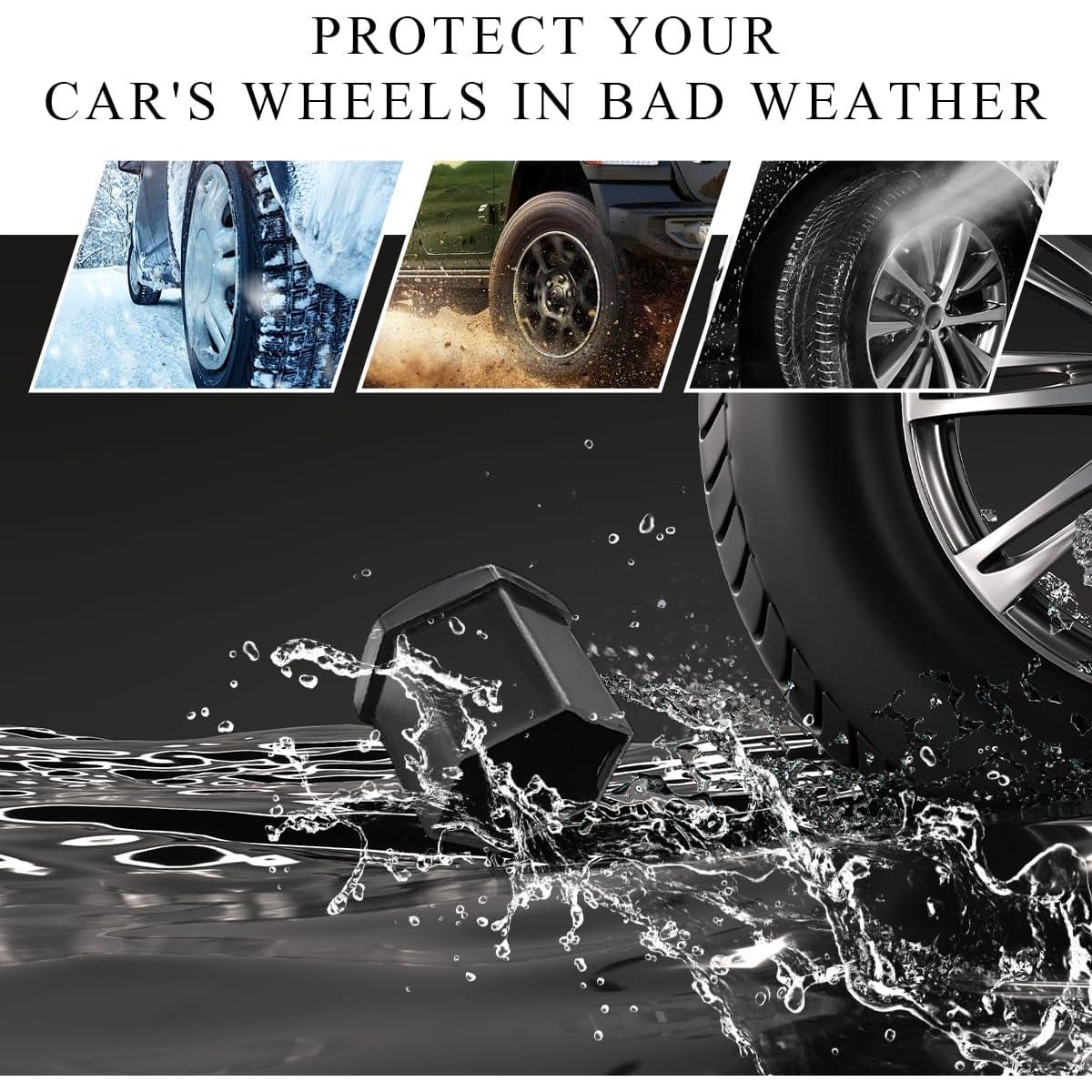 20 Cubiertas de Tuercas de Rueda 17mm Yourkar Antirrobo Negro