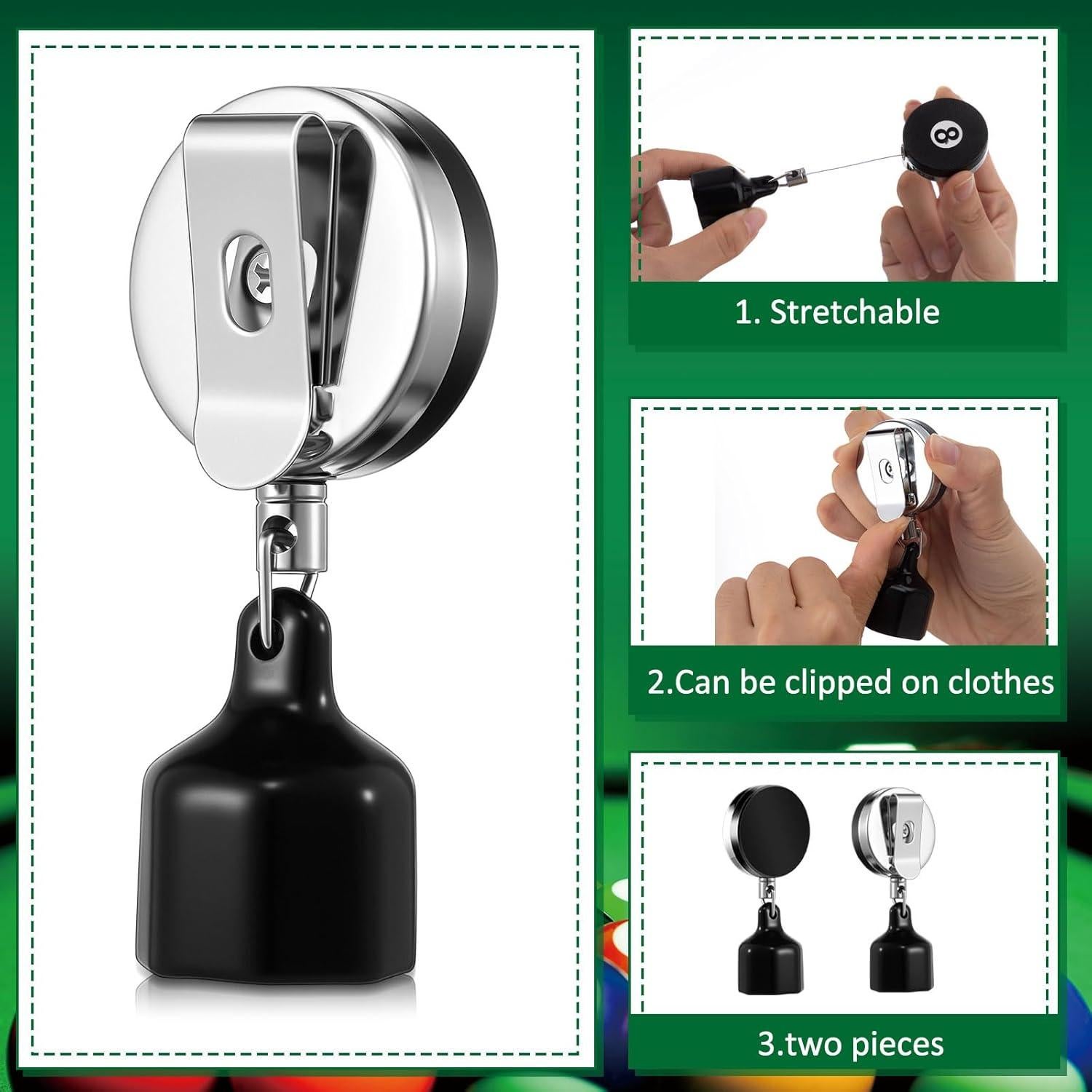 Soporte de Tiza para Billar Lewtemi OB3133, 2 Piezas Retráctil