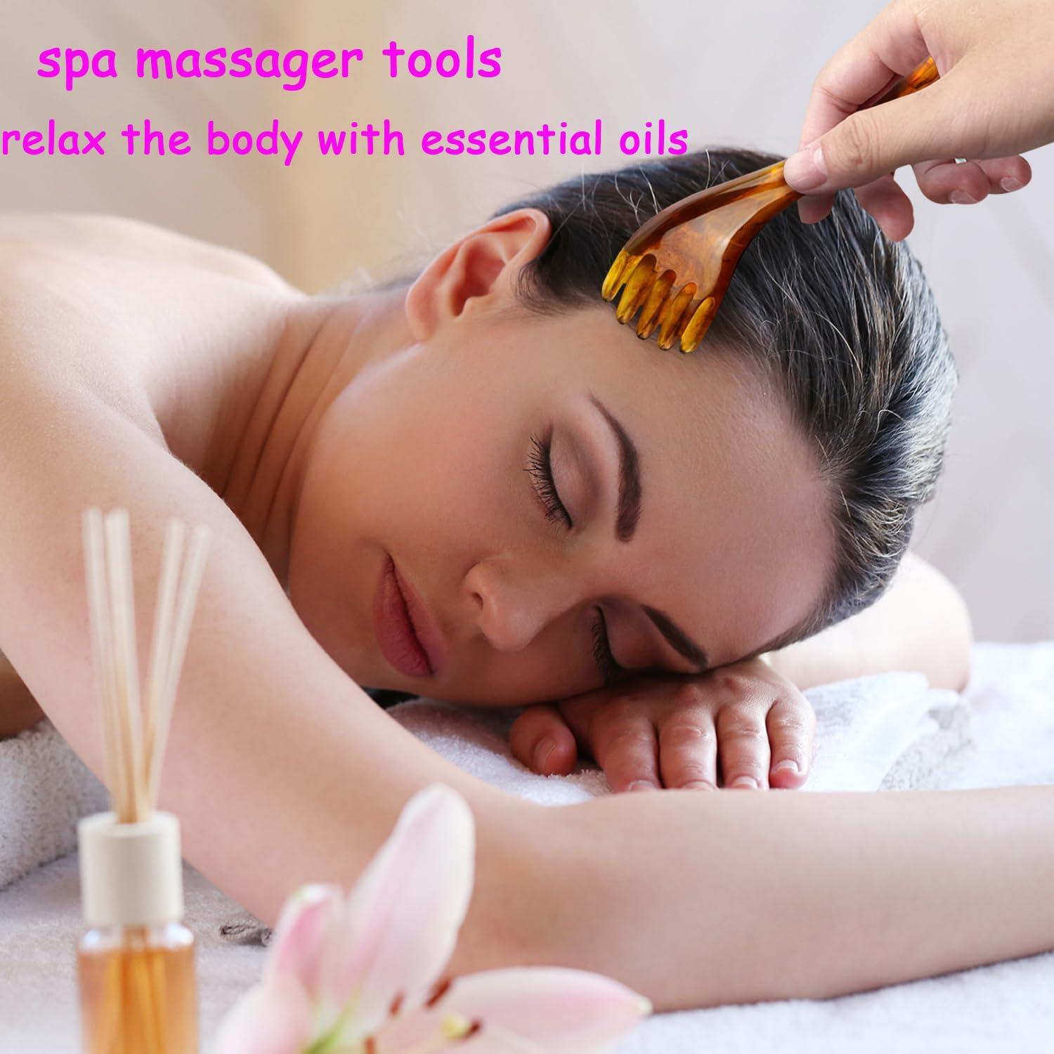 Masajeador de Cuero Cabelludo Aolupal 2 Piezas Resina Ámbar