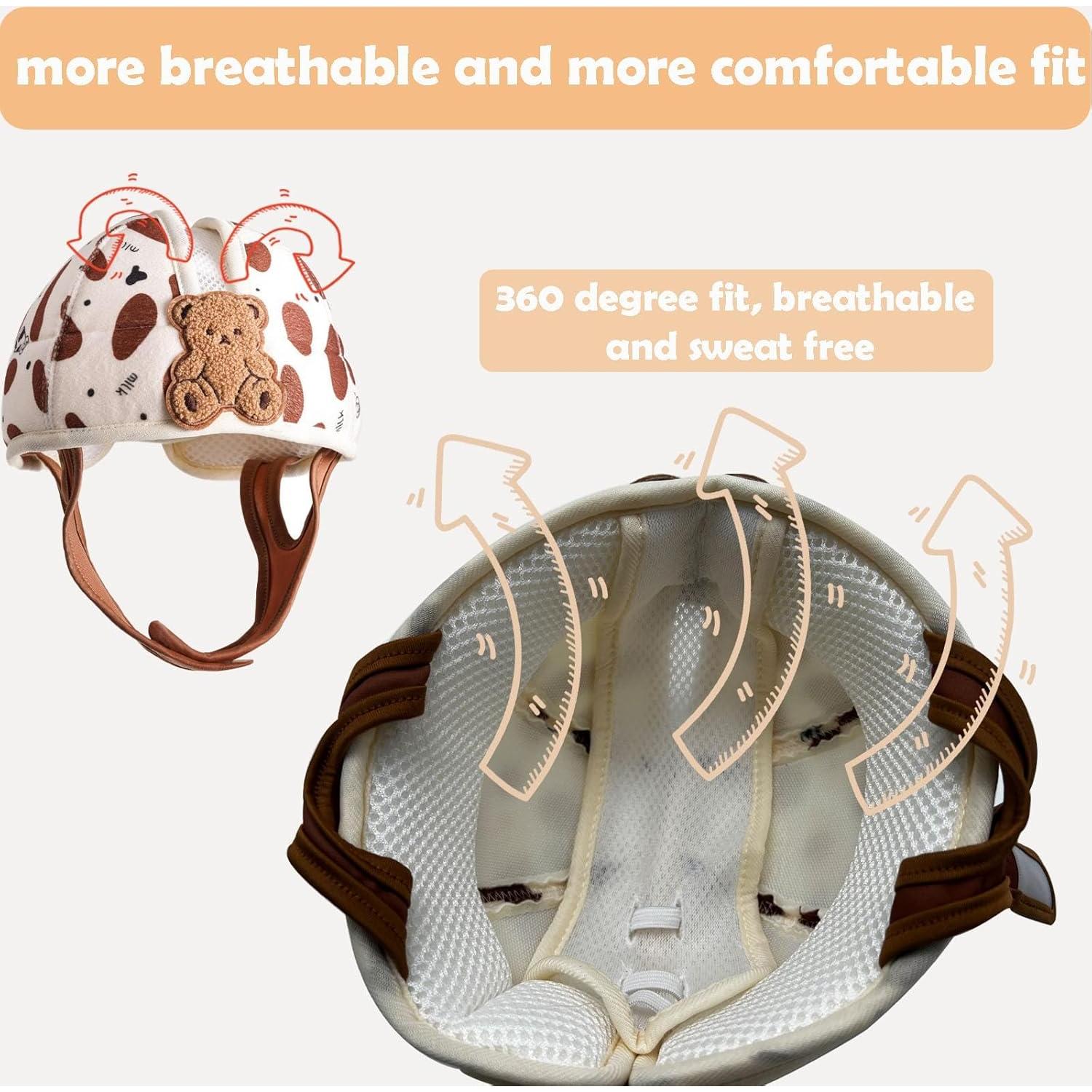 Casco de Seguridad para Bebés Domayllay Conejo Blanco Ajustable