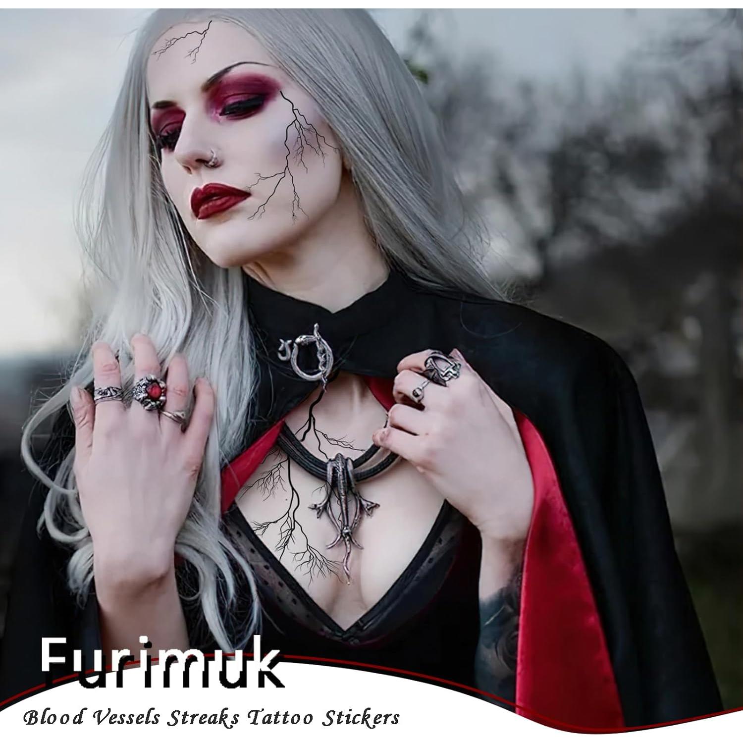 6 Hojas Tatuajes Temporales Venas Sanguíneas Furimuk