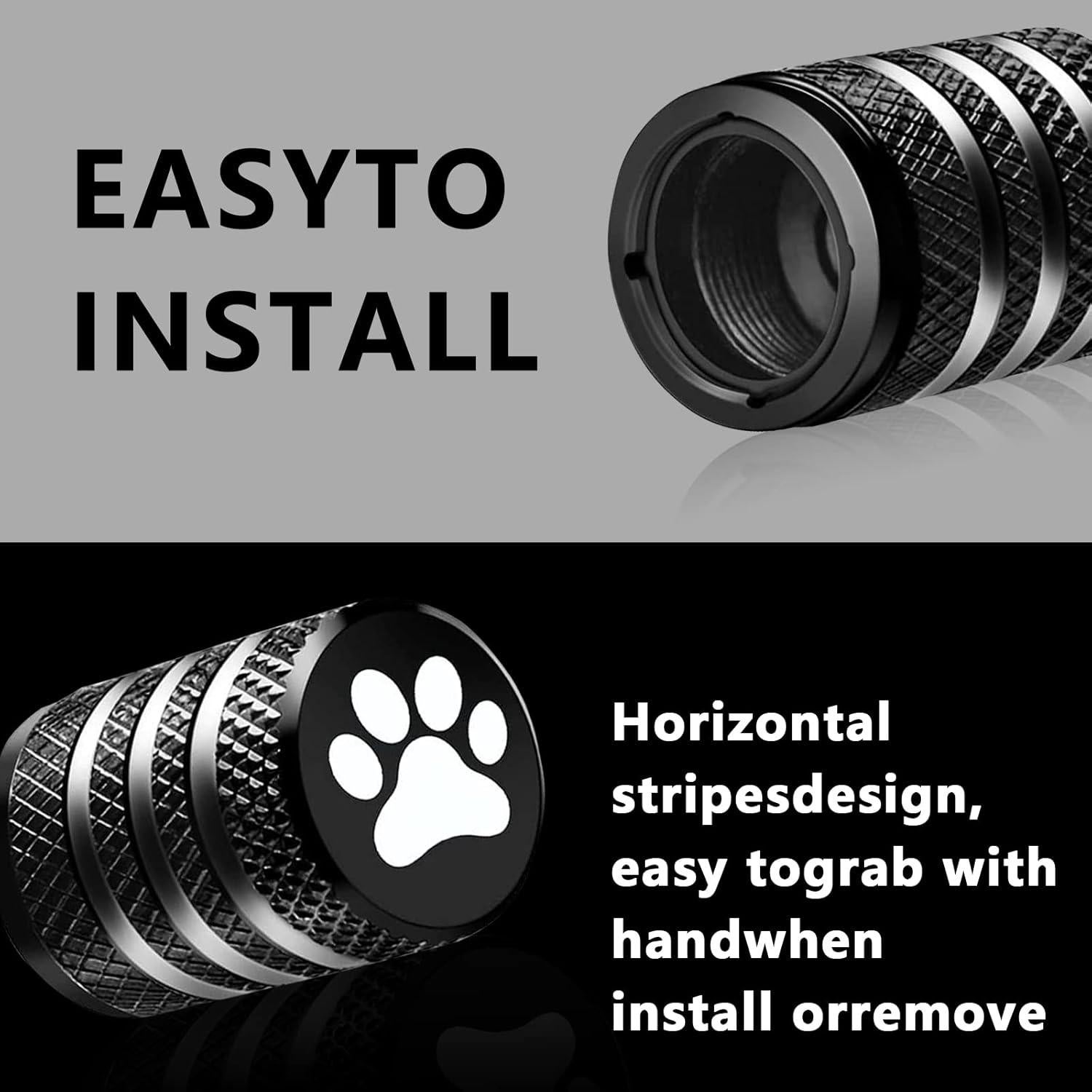 Tapa de Válvula de Neumático Fogfar 5 PCS Aluminio Negro