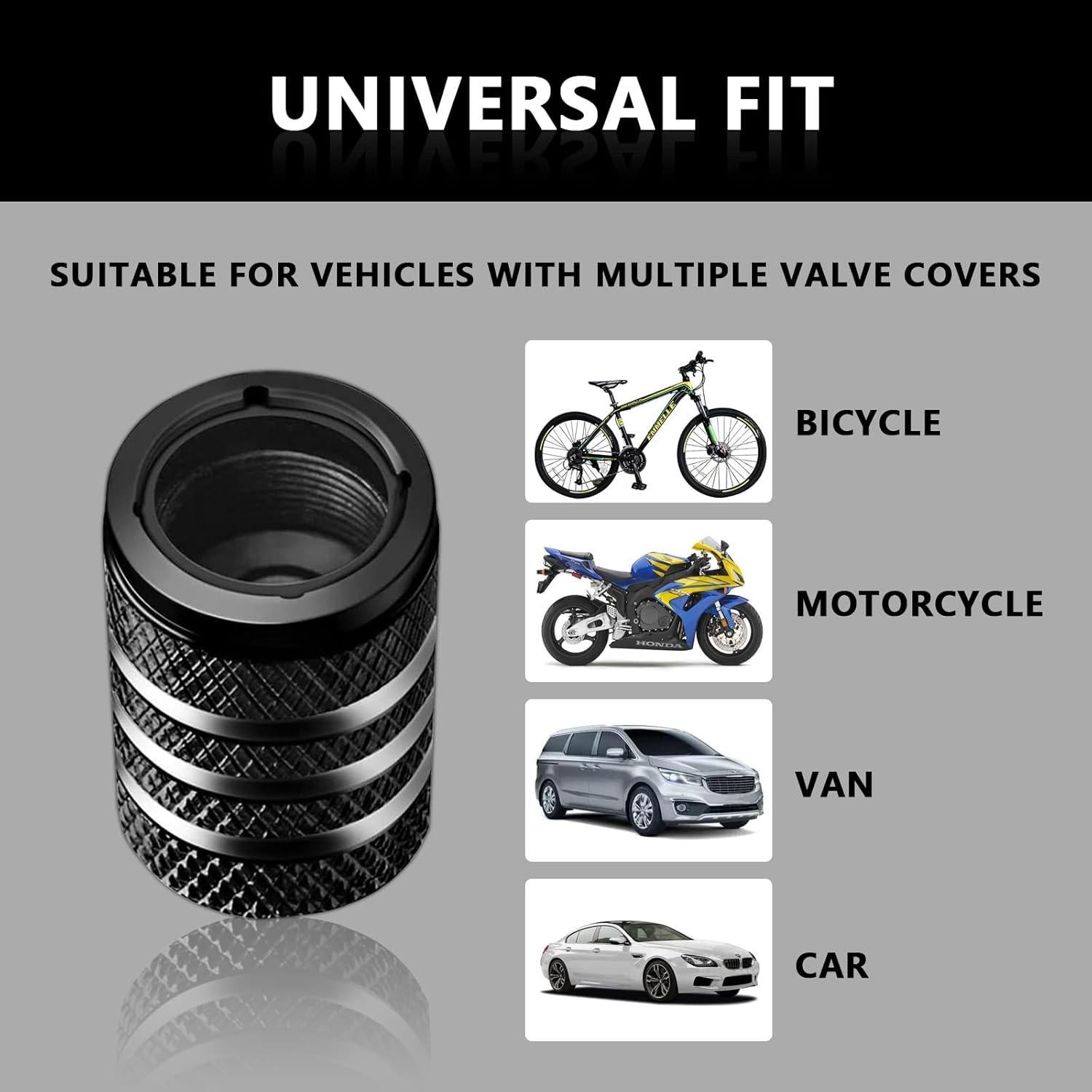 Tapa de Válvula de Neumático Fogfar 5 PCS Aluminio Negro