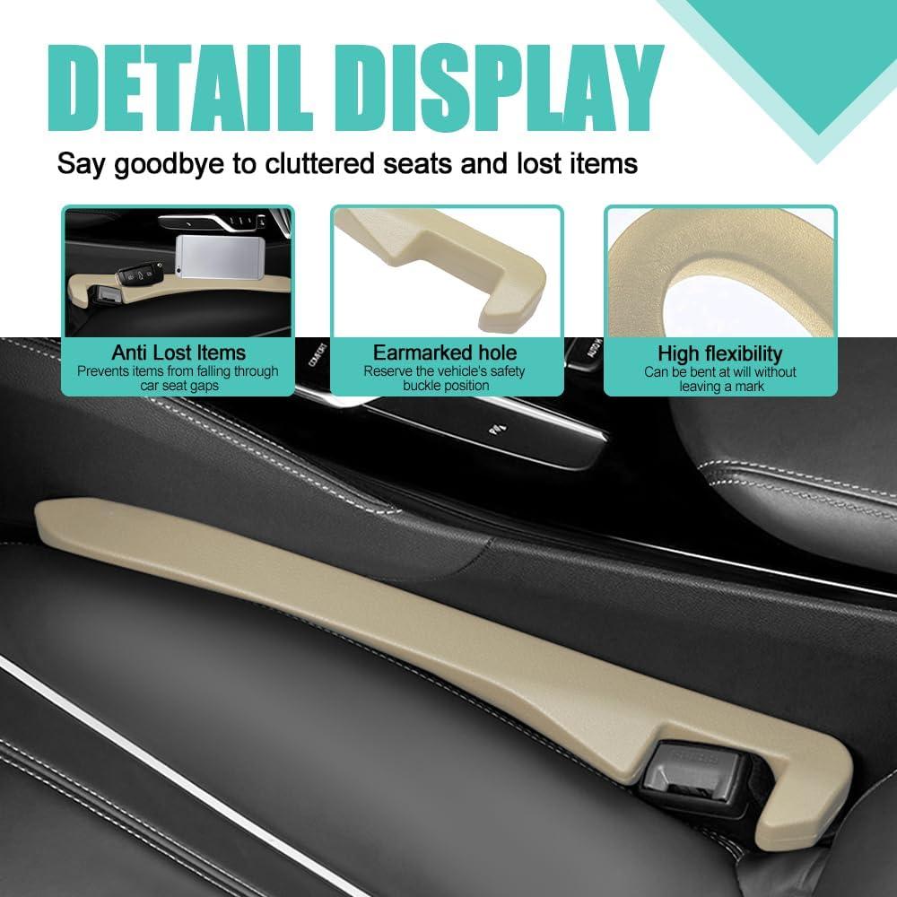 Relleno de Espacio entre Asientos de Coche Tecledsn Beige 2Pcs