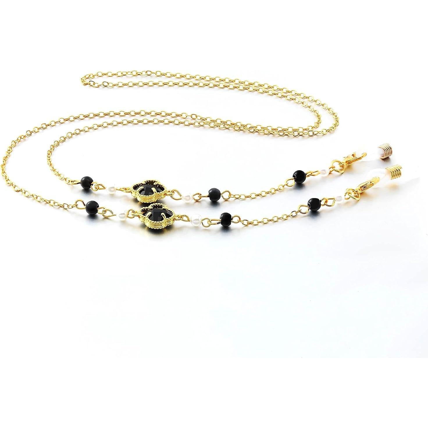 Cadena para Gafas de Sol y Lectura Trébol 74cm Negra