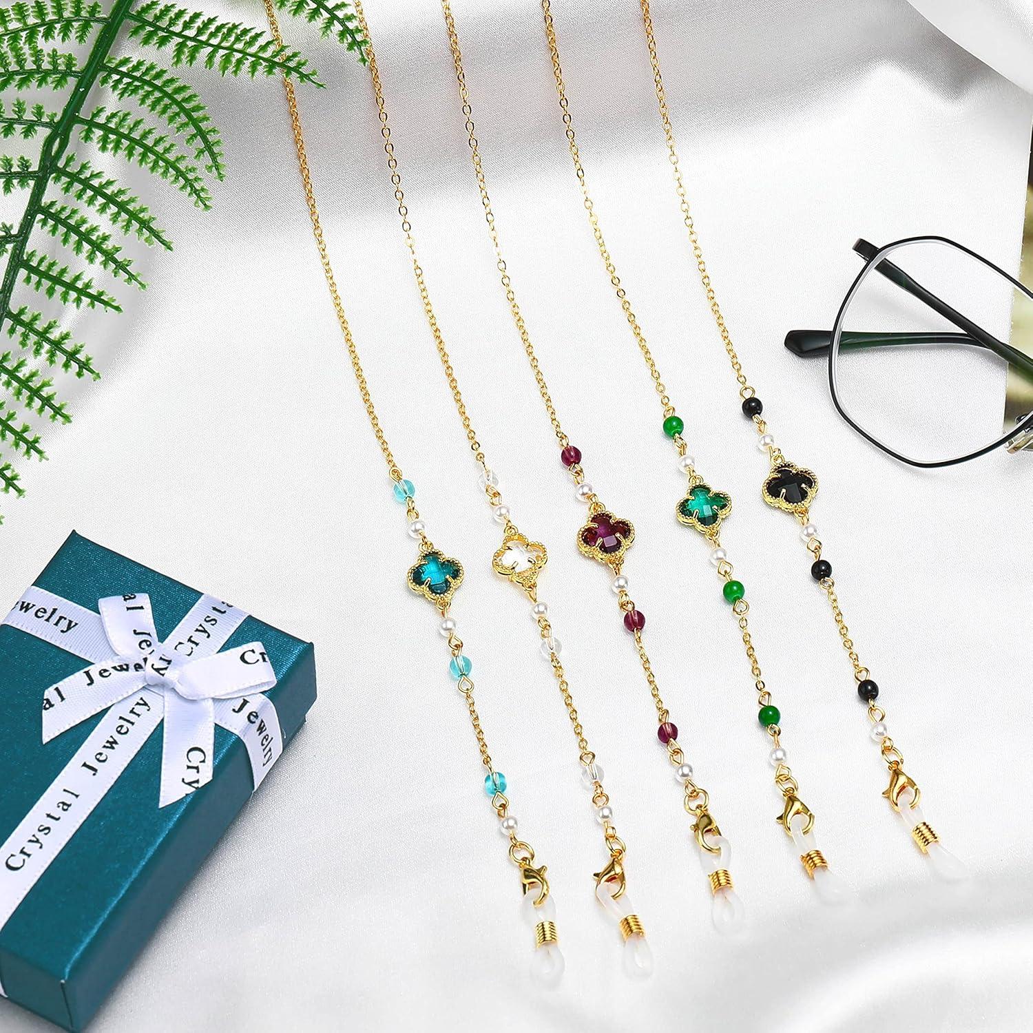 Cadena para Gafas de Sol y Lectura Trébol 74cm Negra