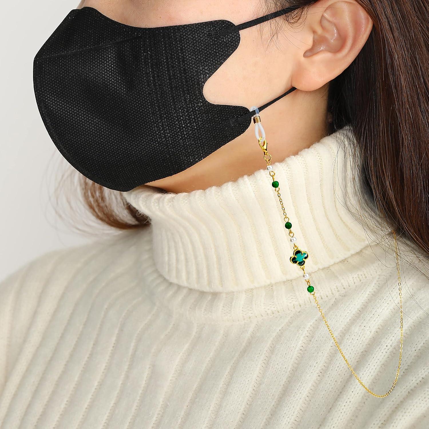 Cadena para Gafas de Sol y Lectura Trébol 74cm Negra