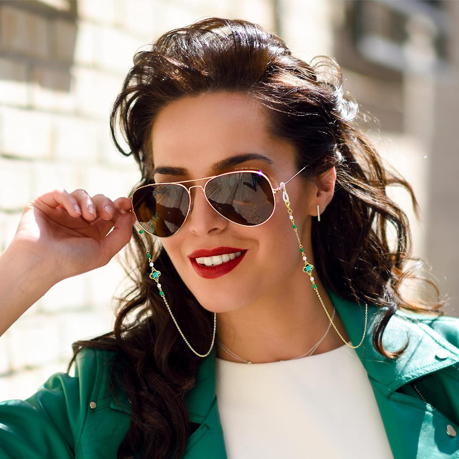 Cadena para Gafas de Sol y Lectura Trébol 74cm Negra