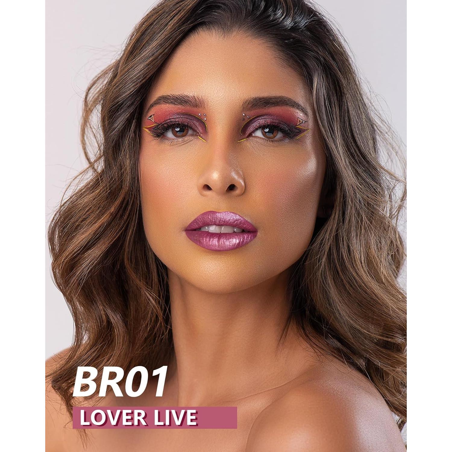 Pintalabios Metálico MAKI YIKA 3Pcs Larga Duración Rosa Nude