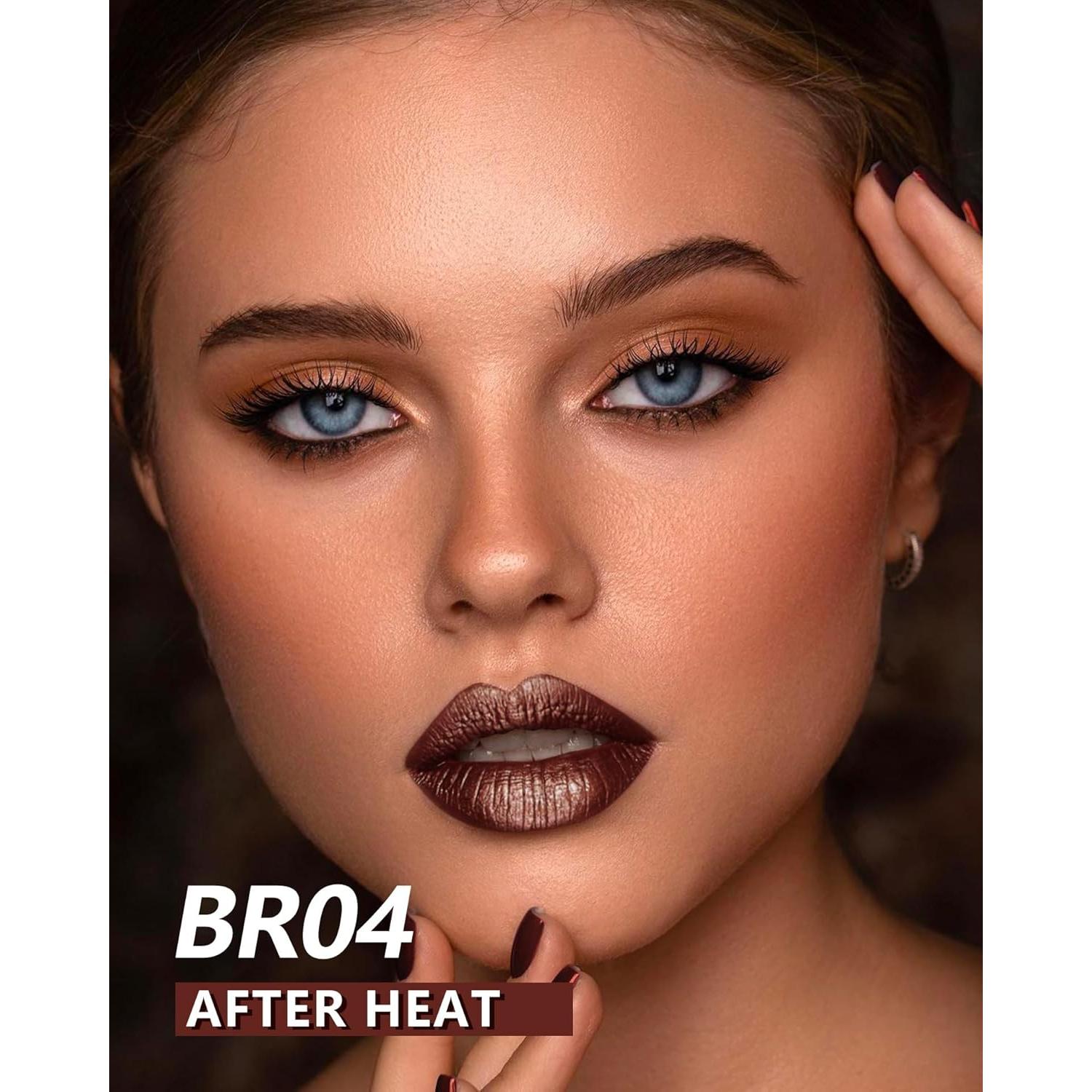 Pintalabios Metálico MAKI YIKA 3Pcs Larga Duración Rosa Nude