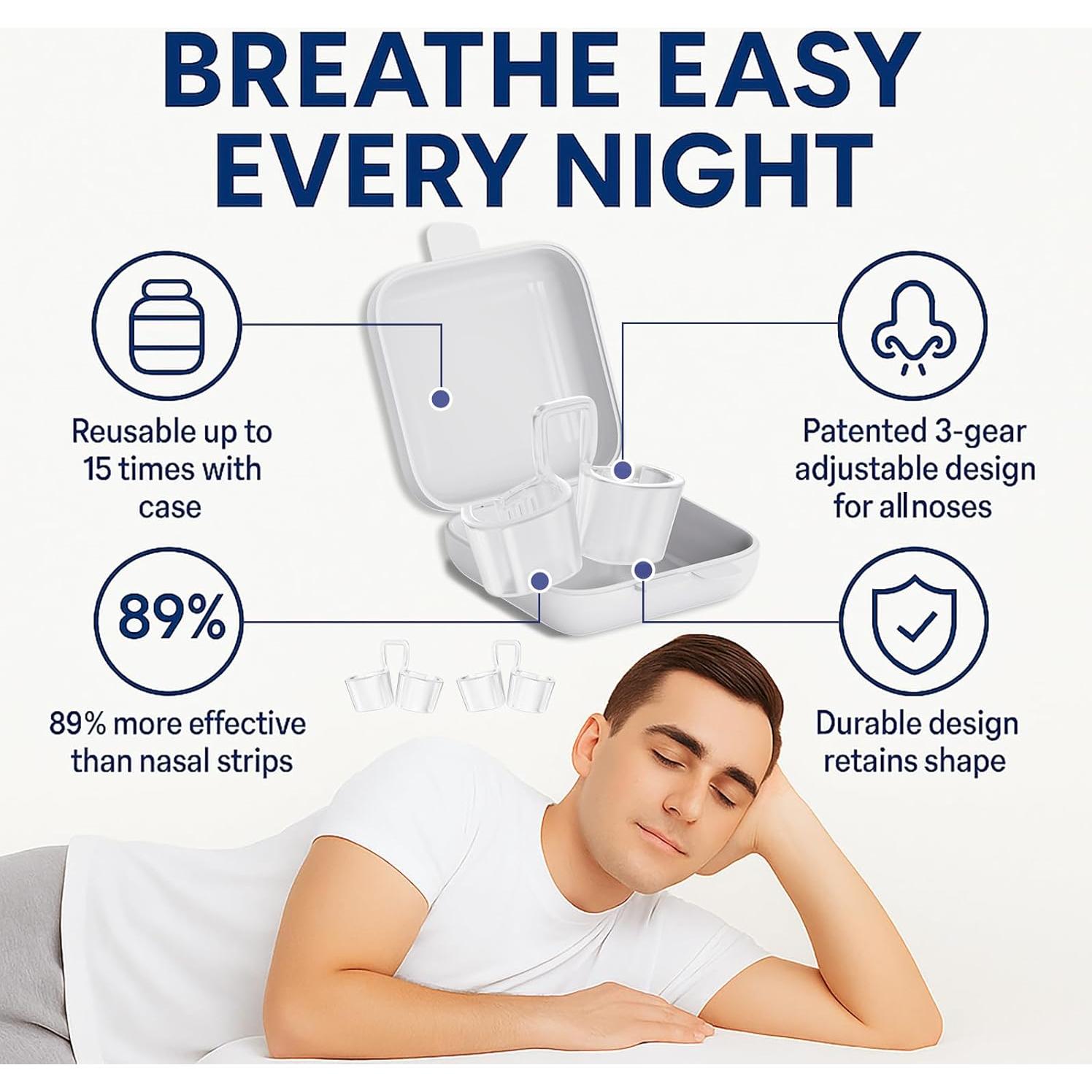 Dispositivos Anti Ronquidos Eovvoe - Paquete de 4, Ajuste Personalizado