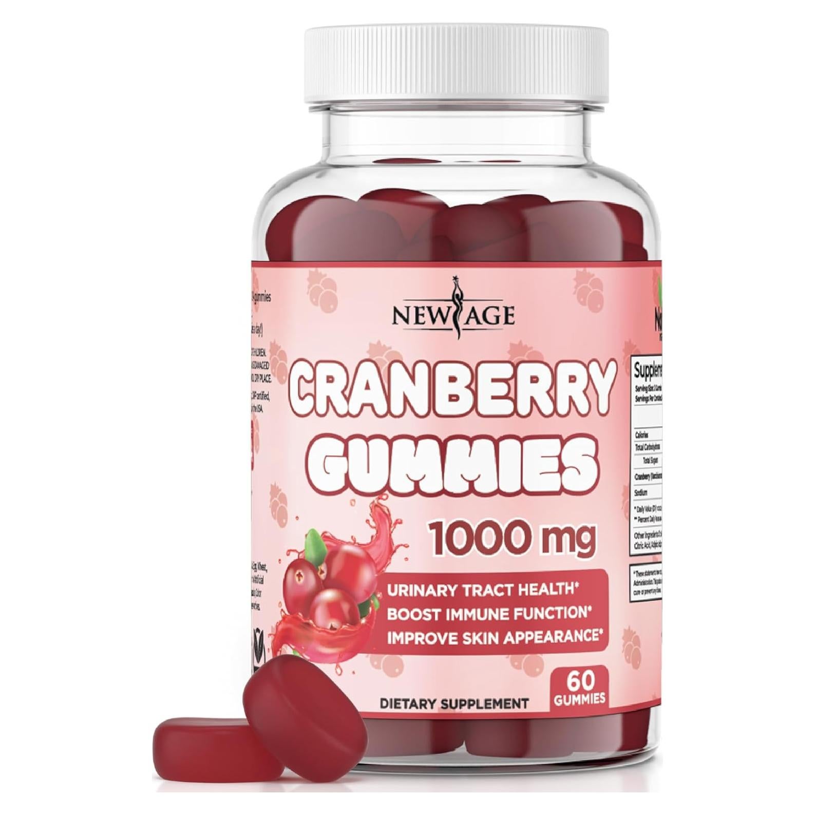 Gomitas de Arándano New Age 1000mg - Salud Urinaria 60 Unidades