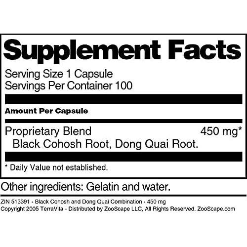 Cápsulas de Black Cohosh y Dong Quai TerraVita 450 mg - 100 unidades