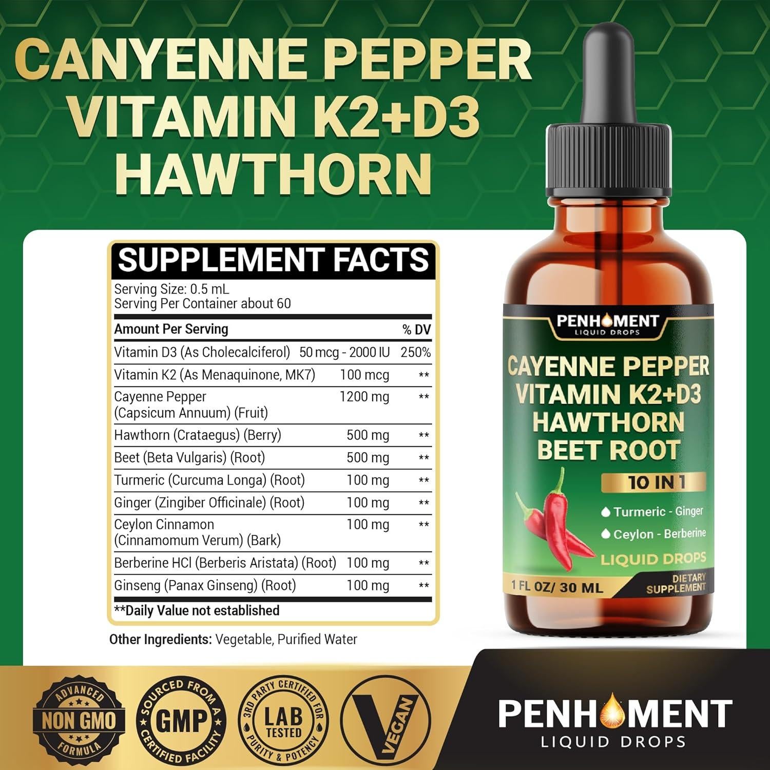 Gotas Líquidas de Pimiento de Cayena 30 ml - PENHOMENT