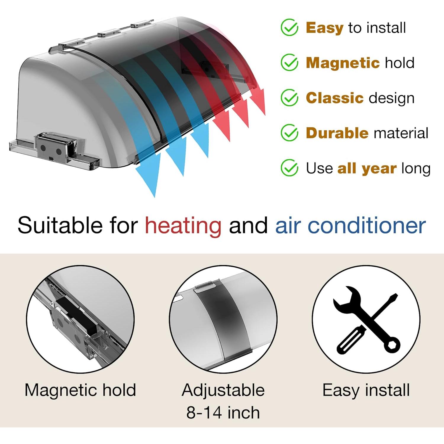 Deflector de Aire Magnético Ajustable 25.4-35.6 cm BYEWIRE (2 Pzs)