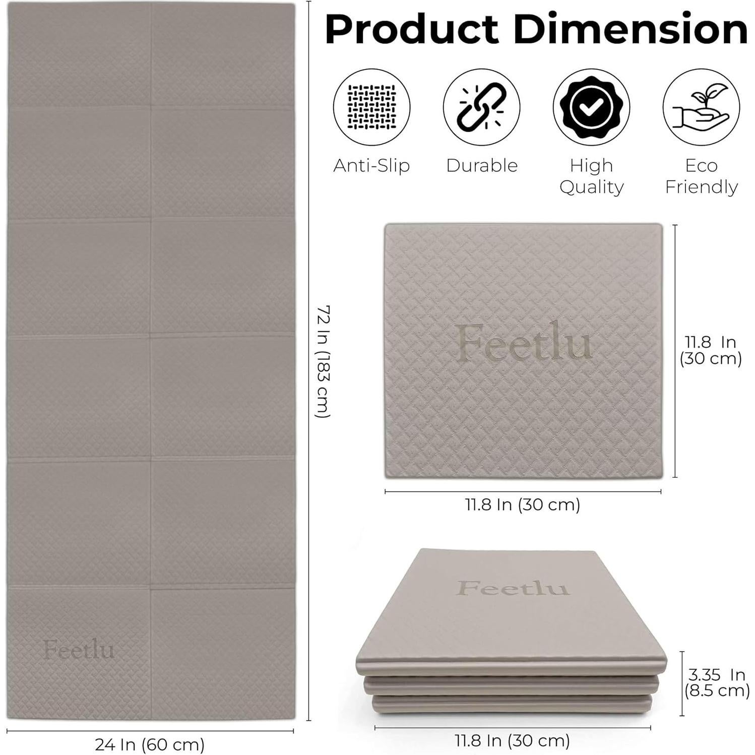 Tapete de Yoga Plegable Feetlu 183x61cm Antideslizante 6mm