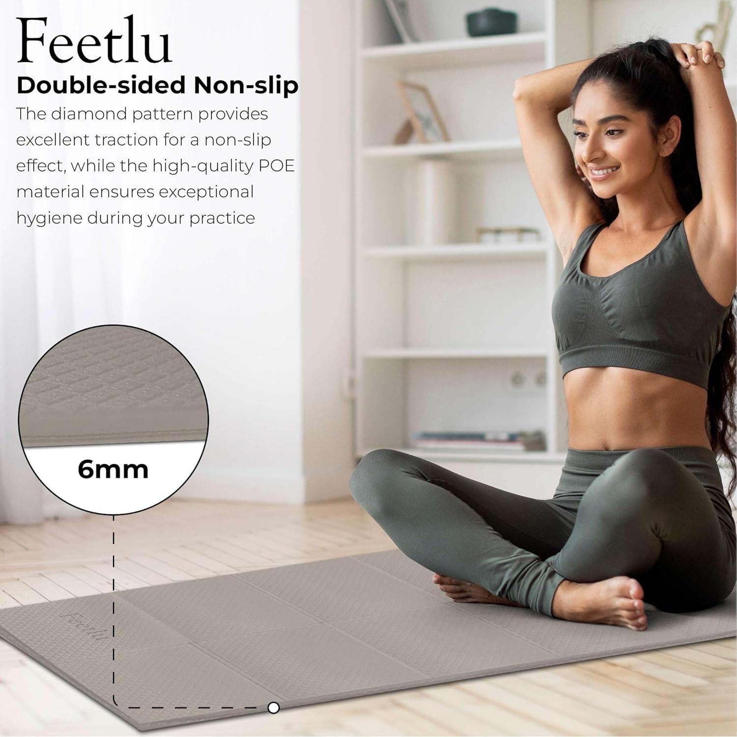 Tapete de Yoga Plegable Feetlu 183x61cm Antideslizante 6mm