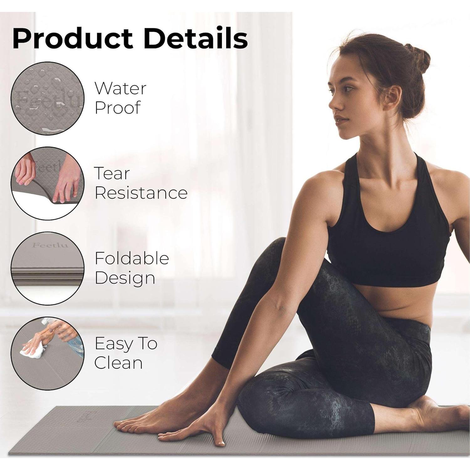 Tapete de Yoga Plegable Feetlu 183x61cm Antideslizante 6mm