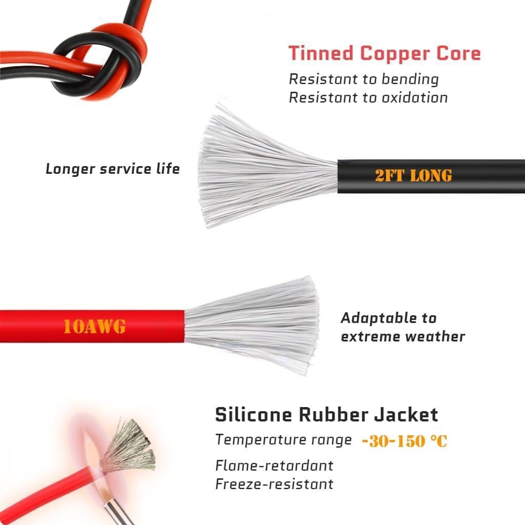 Pinzas de Cocodrilo 10AWG YETOR con Adaptador SAE 0.61m