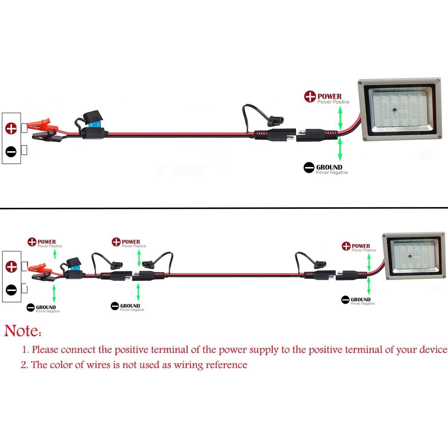 Pinzas de Cocodrilo 10AWG YETOR con Adaptador SAE 0.61m
