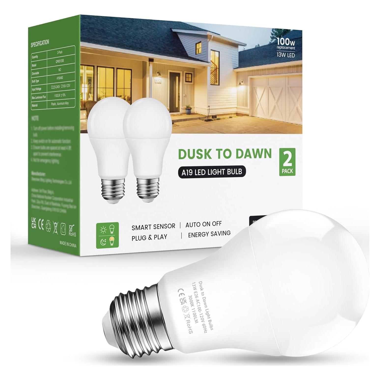 Paquete de 2 Bombillas LED ALEXPEX 13W E26 A19 3000K