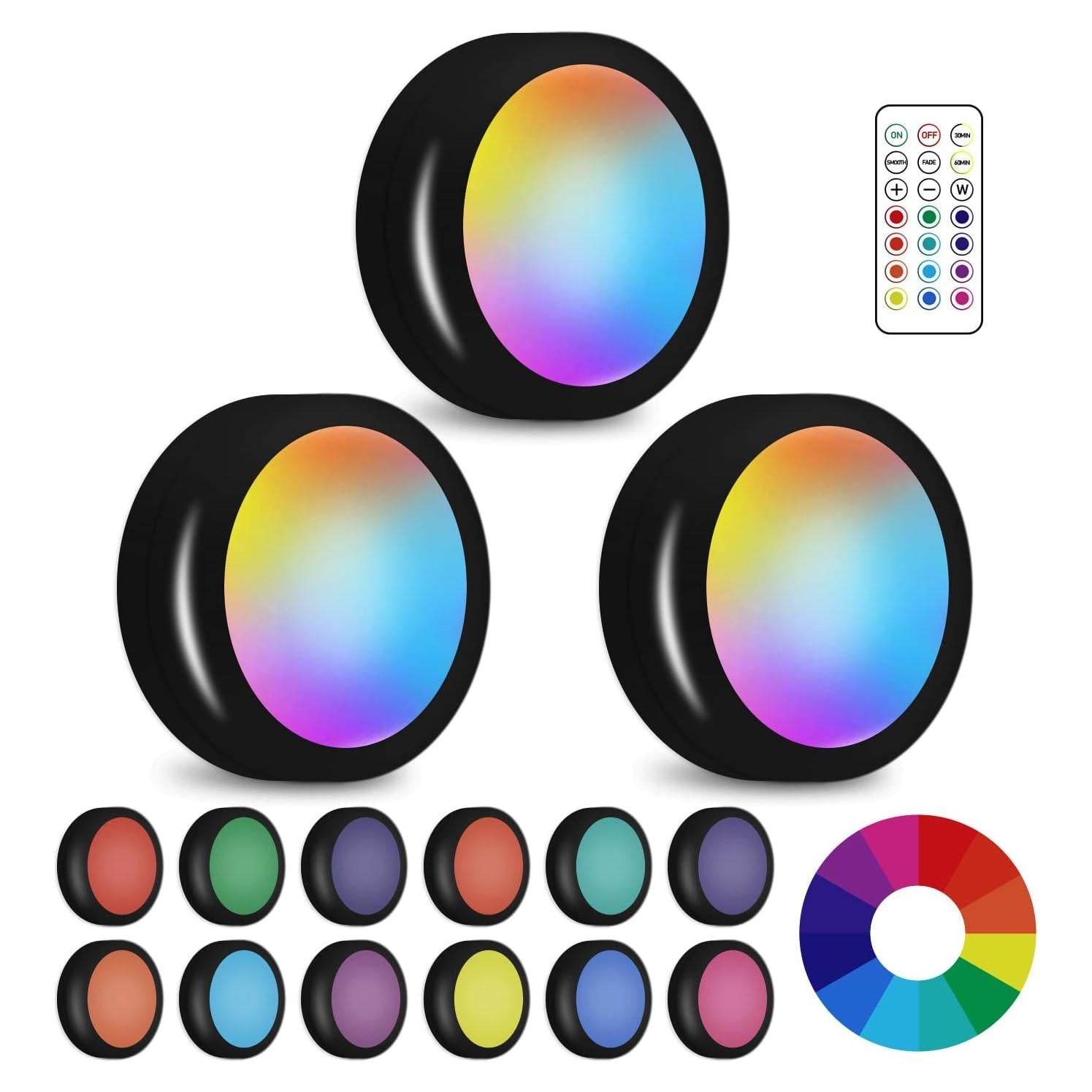 Luces LED disco SIXDEFLY 3 unidades RGB control remoto