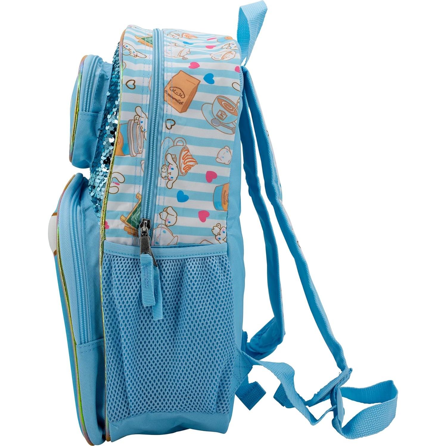 Mochila Kawaii Hello Kitty Cinnamoroll 16" Azul con Lentejuelas