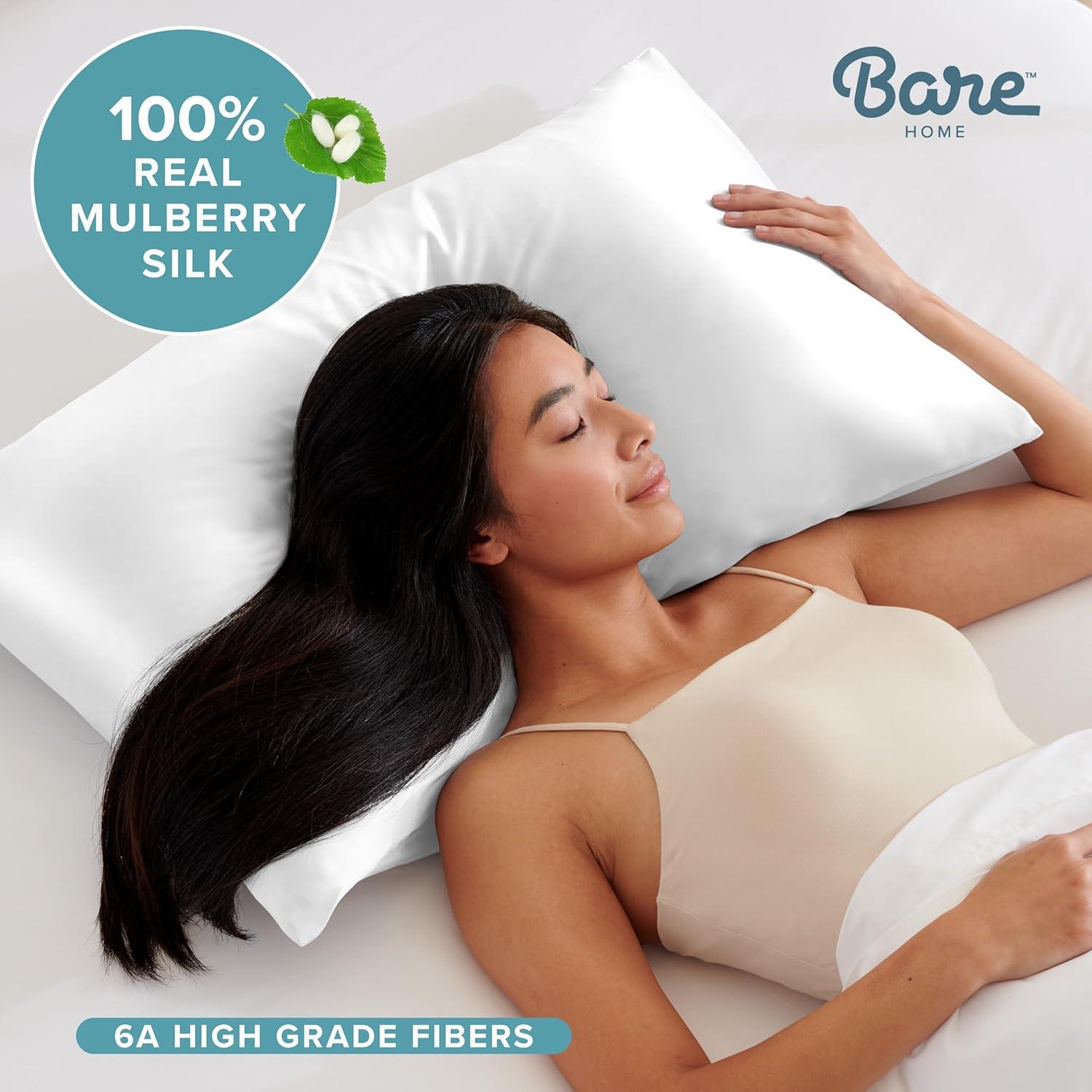 Funda de Almohada de Seda Mulberry Bare Home - Paquete de 2