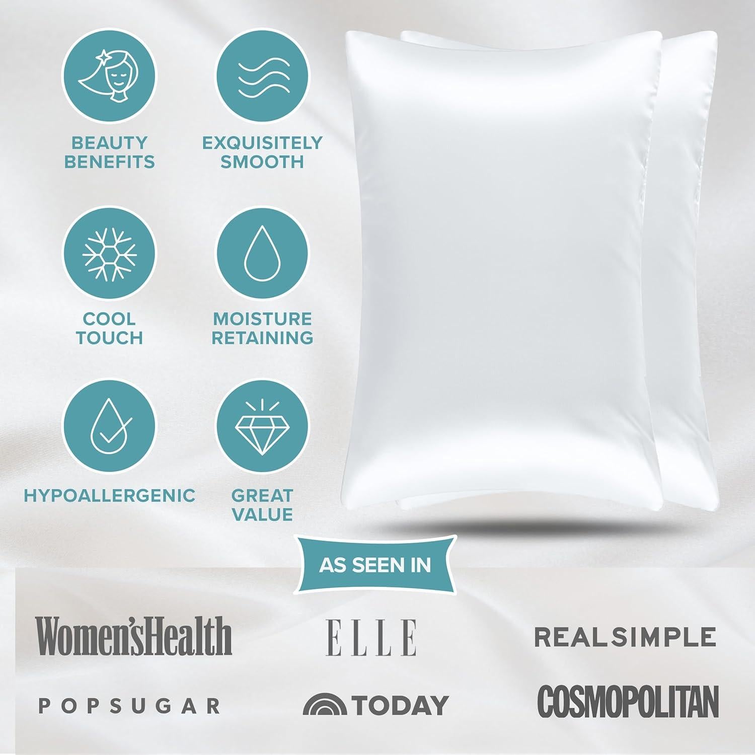 Funda de Almohada de Seda Mulberry Bare Home - Paquete de 2