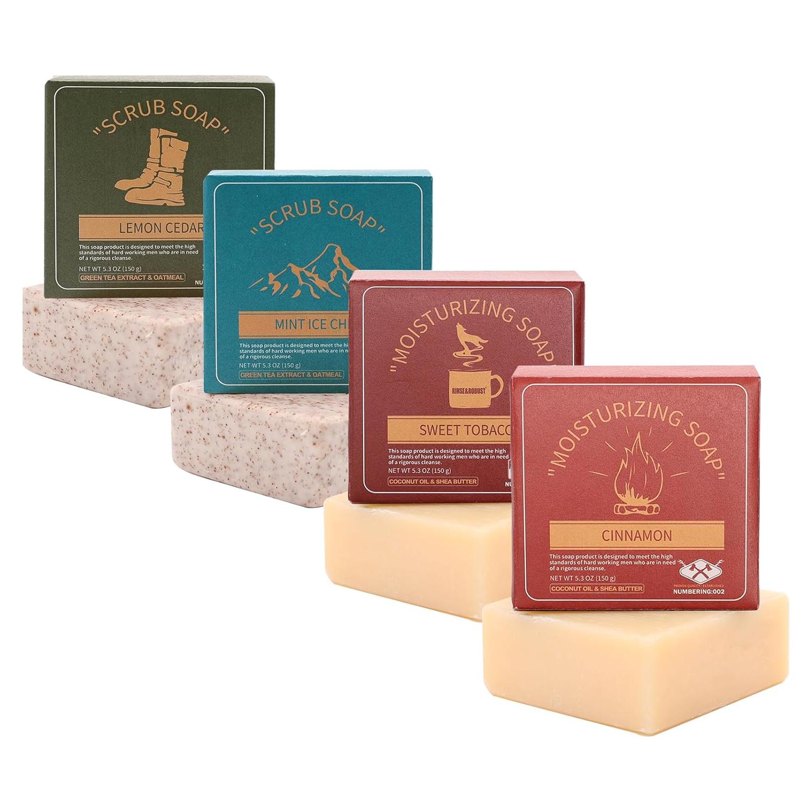 Set de Jabones Naturales Rinse & Robust para Hombres 4 Piezas