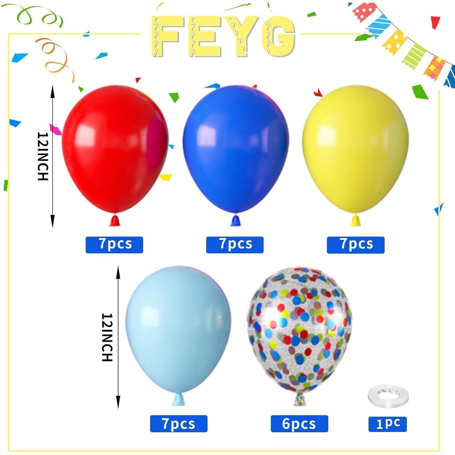 Kit de Globos Rojos Azules Amarillos 35 Piezas 30 cm FEYG