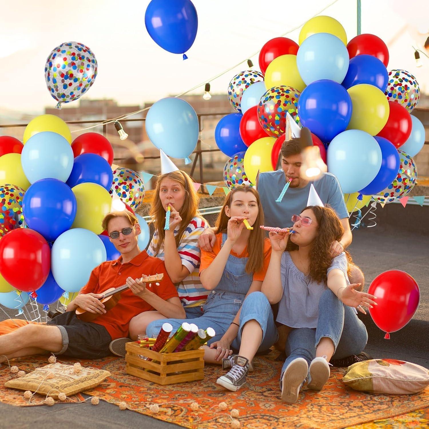 Kit de Globos Rojos Azules Amarillos 35 Piezas 30 cm FEYG