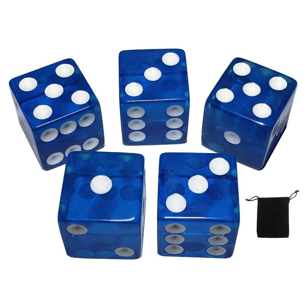 Juego de 5 Dados Transparentes 16mm Cyber-Deals con Bolsa