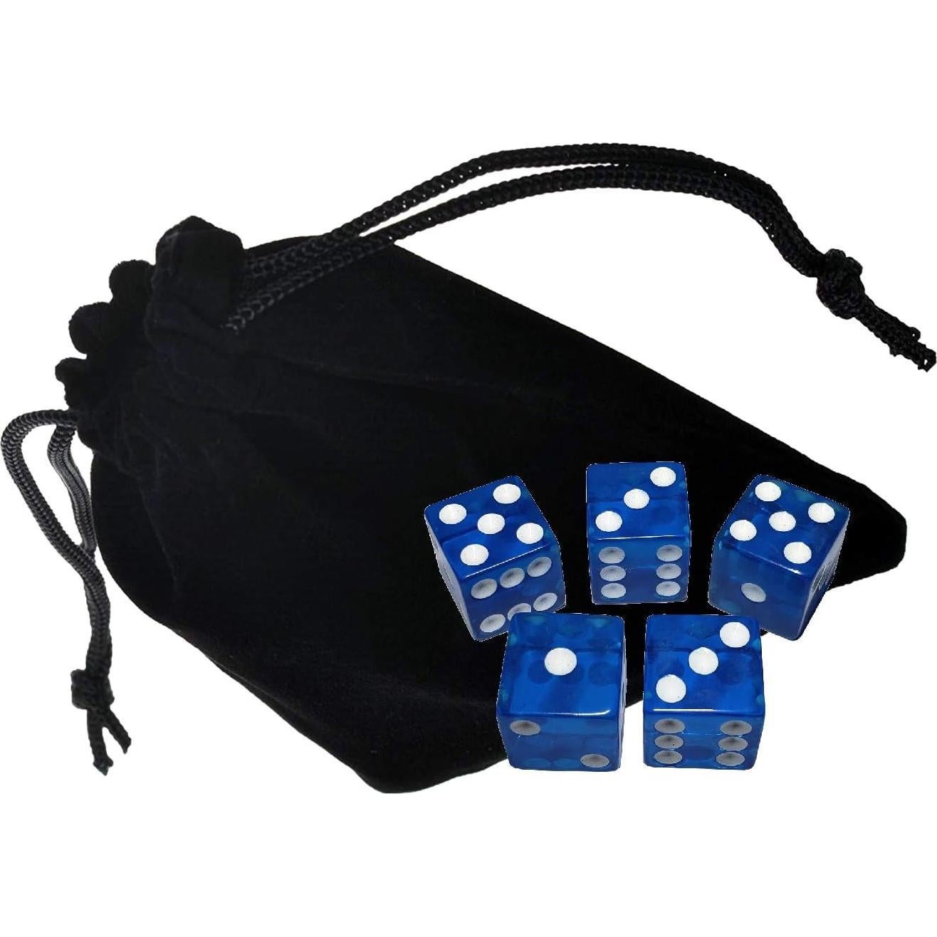 Juego de 5 Dados Transparentes 16mm Cyber-Deals con Bolsa
