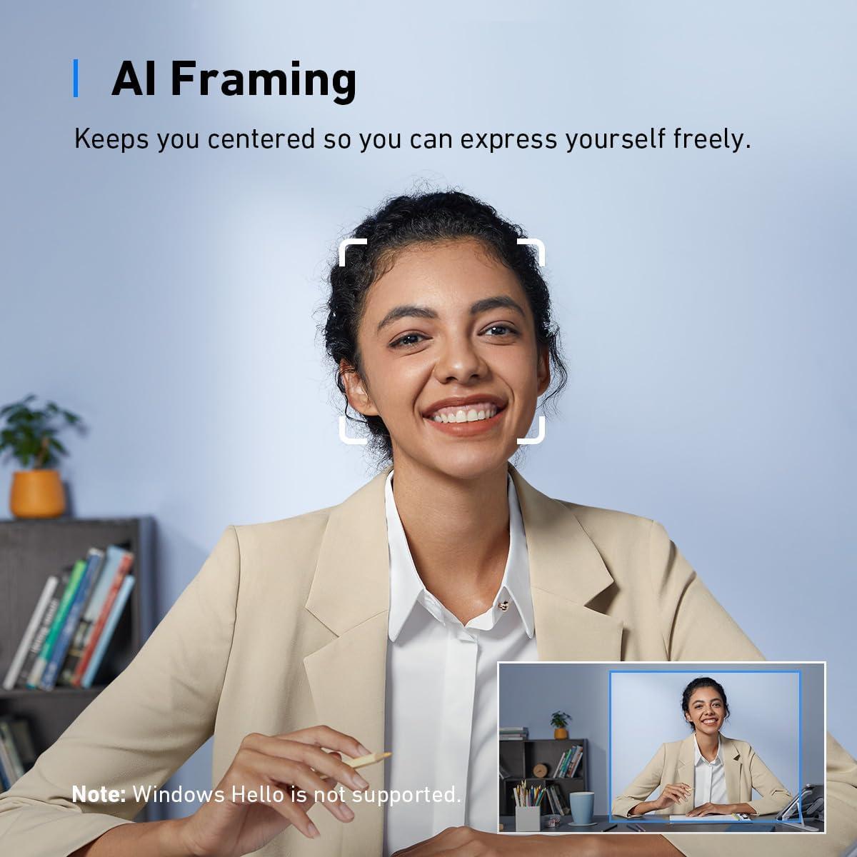 Cámara Web Anker C310 4K 12MP AI con Micrófono y Privacidad