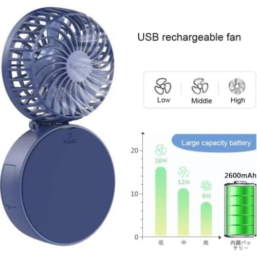 Ventilador de Collar HandFan Mini Recargable 2600mAh Azul